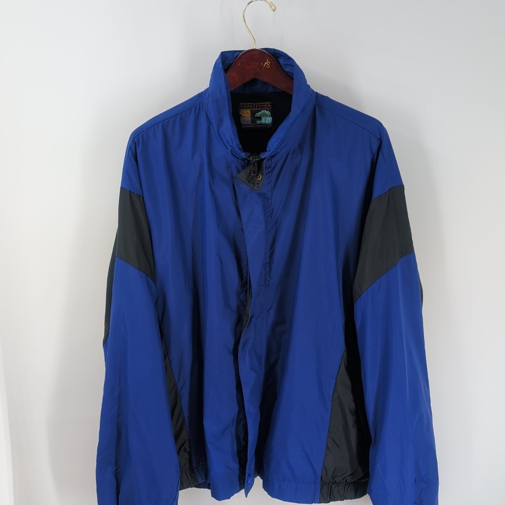 Vtg 90s Forrester's Performance Outwear Hiking‎ Windbreaker Jacket Blue Black